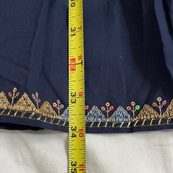 Pomander Place Embroidered Tiered Dress Navy Boho Peasant M NWT - Picture 6 of 9